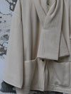 INTO THE EAST 25 Autumn/Winter Ivory White Textured Scarf/Cotton Jacket with Frayed Edges Straight Leg Pants ITE-E1DGAW102IY20JK-XYB Cotton Jacket